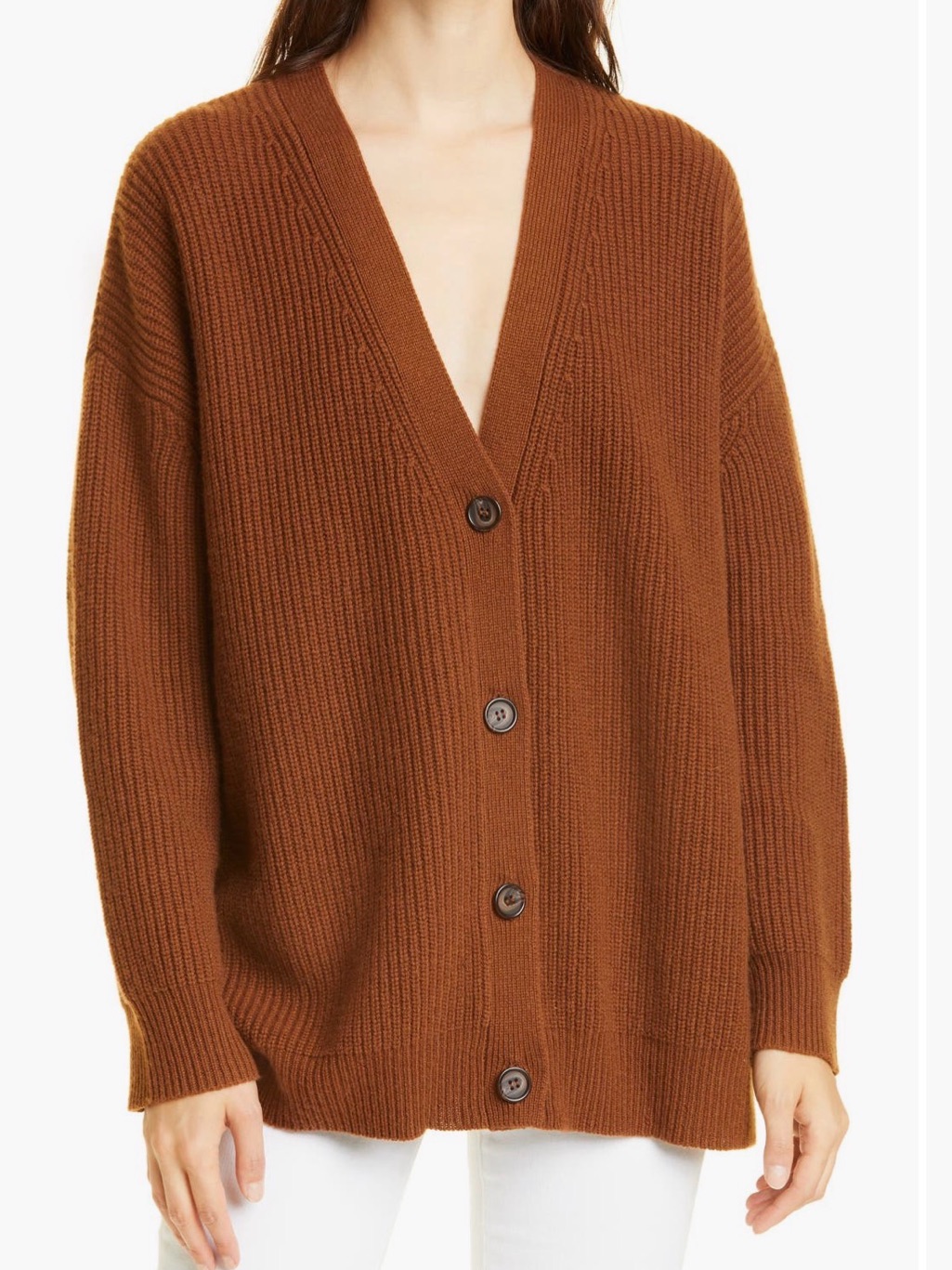 Jenni Kayne Warm Chestnut Brown 100% Cashmere Cocoon Cardigan Size Large *Read